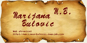 Marijana Bulović vizit kartica